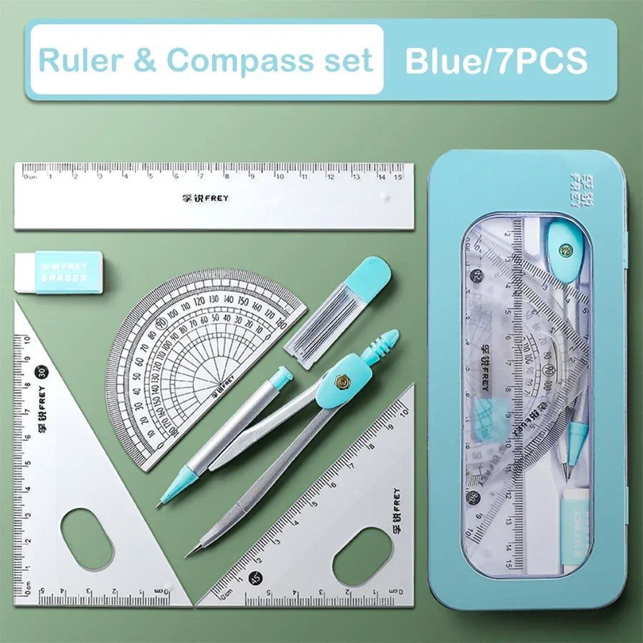 Buy The Best By Artsulli - Art is Long Life Short - 7 Pcs/Set Mathematical Rulers Set Multi-function Professional Compass Ruler Drawing