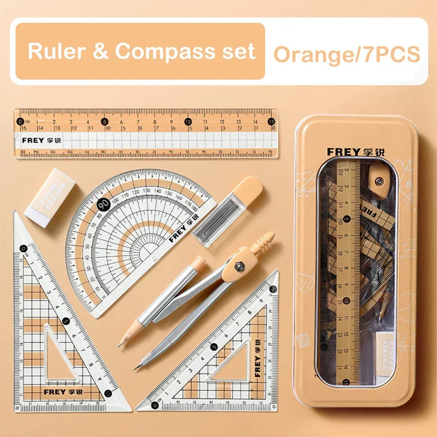 Buy The Best By Artsulli - Art is Long Life Short - 7 Pcs/Set Mathematical Rulers Set Multi-function Professional Compass Ruler Drawing