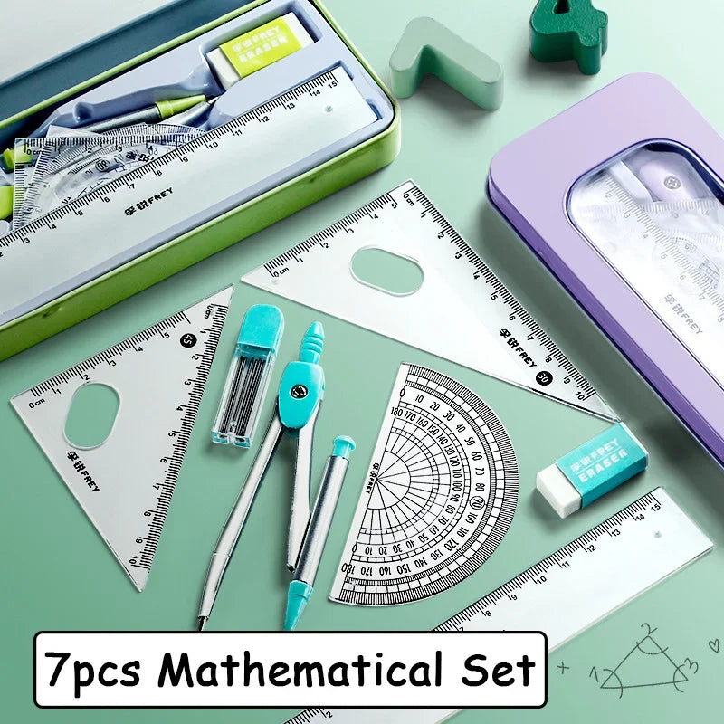 Buy The Best By Artsulli - Art is Long Life Short - 7 Pcs/set Mathematical Rulers Set Multi-function Professional Compass Ruler Drawing