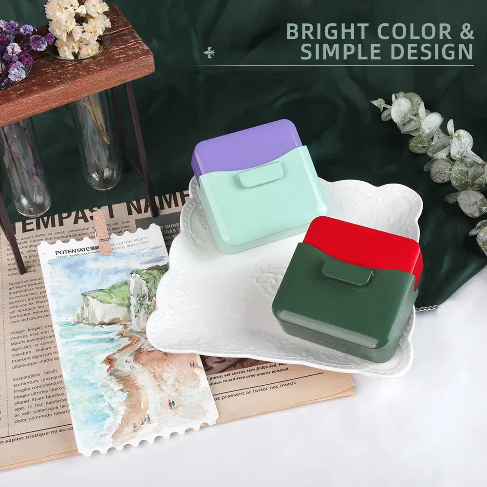 Buy The Best By Artsulli - Art is Long Life Short - SeamiArt 1pc Portable Travel Watercolor Plastic Painting Box with Palette Half Pan Mini