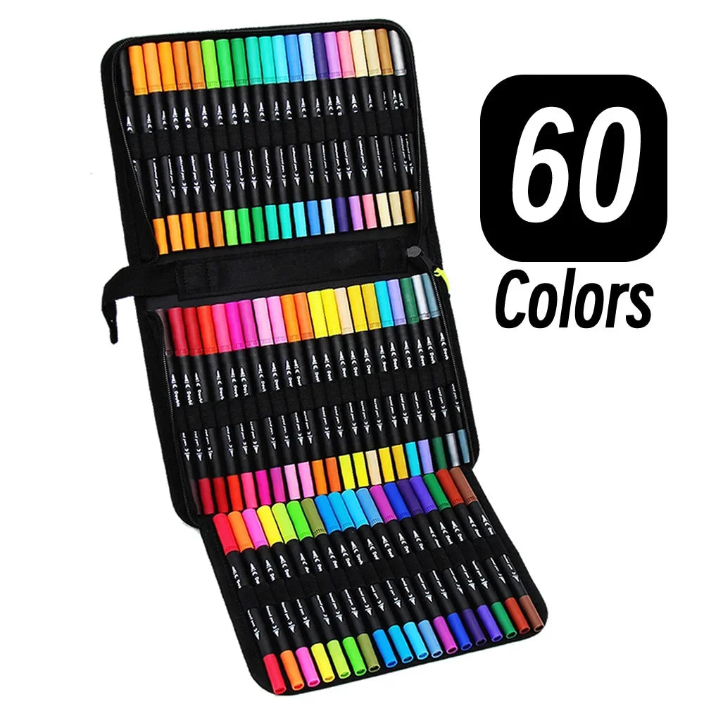 Buy The Best By Artsulli - Art is Long Life Short - LOLEDE 60 Colors Double Head Markers Tip Supplies Drawing Brush Pen Set For Gift Pens