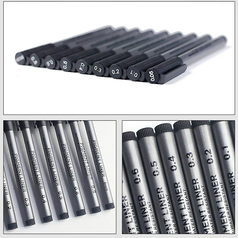 Buy The Best By Artsulli - Art is Long Life Short - 9Pcs/set Pigment Liner Micron Ink Marker Pen For Drawing Sketch Manga Calligraphy Brush