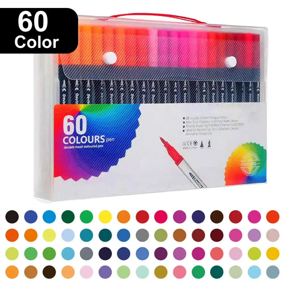 Buy The Best By Artsulli - Art is Long Life Short - 12/60/120 Colors Double Head Markers Tip Supplies Drawing Brush Pen Set For Gift Pens