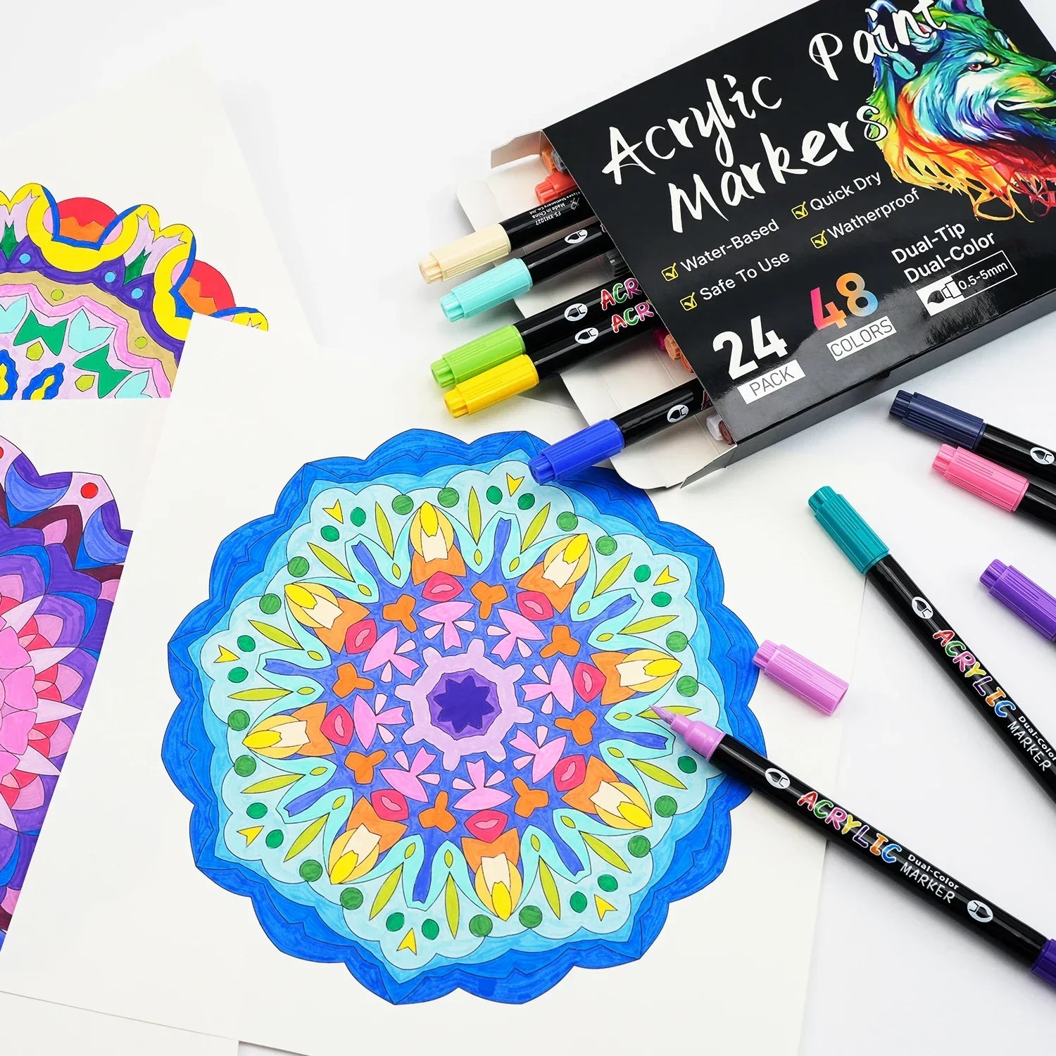Buy The Best By Artsulli - Art is Long Life Short - 24/48/72 Colors Dual Tip Acrylic Paint Markers 12/24/36 Pack Set Drawing for DIY Crafts