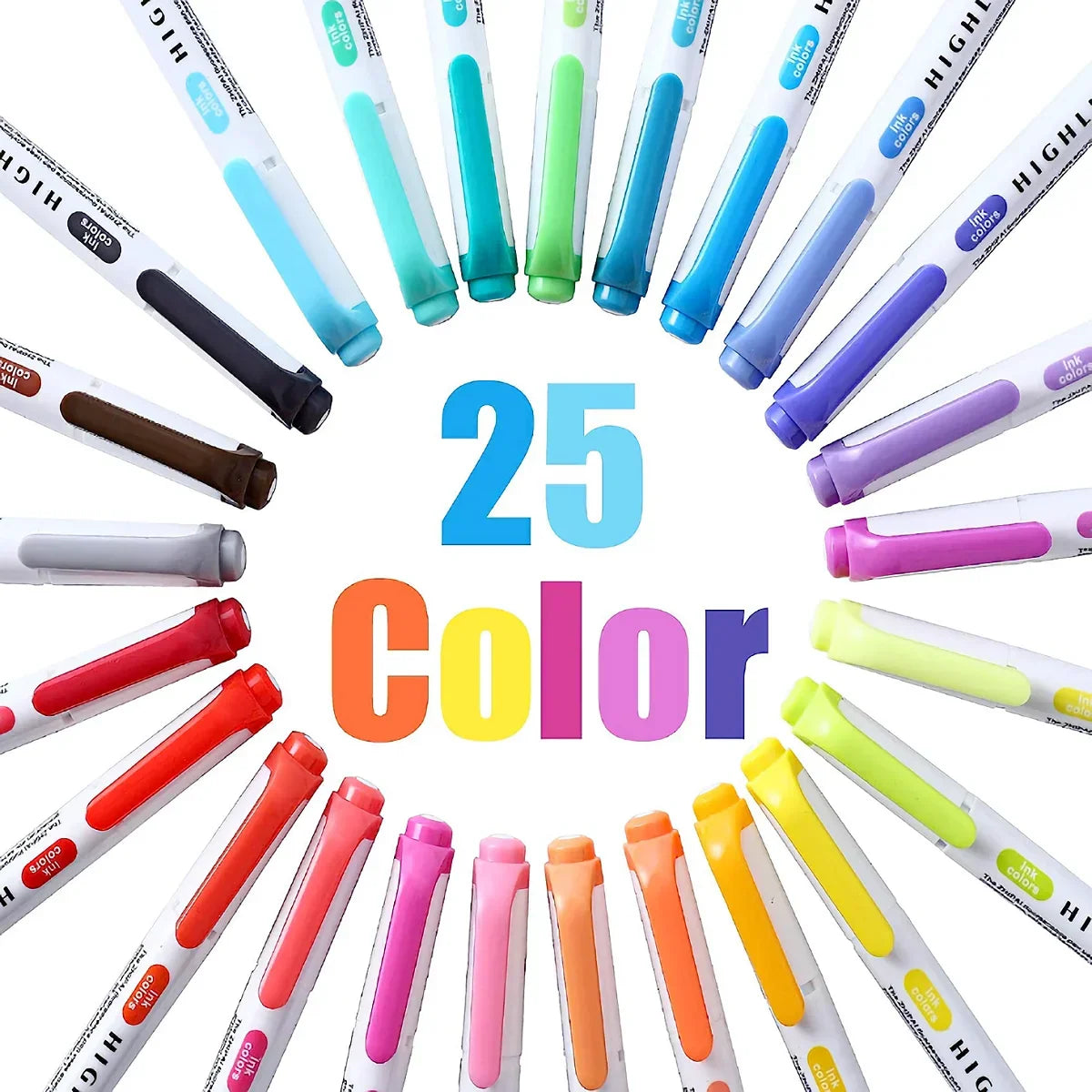 Buy The Best By Artsulli - Art is Long Life Short - 25-Pack Dual-Tip Highlighter Pens - Fine & Chisel Tips Vibrant Colors Perfect