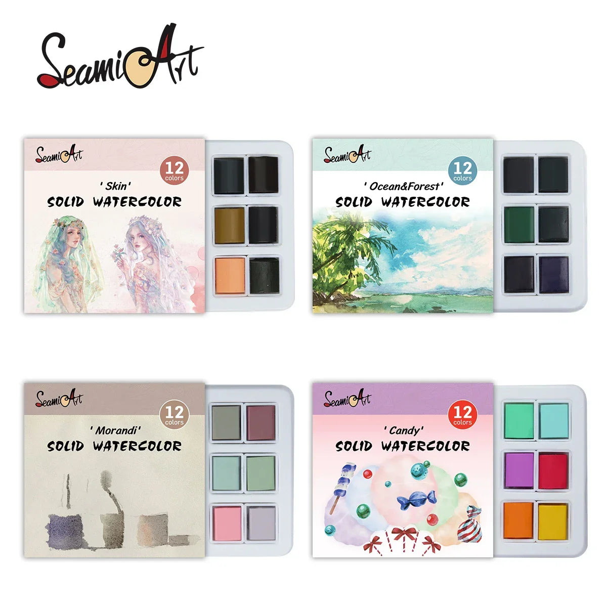 Buy The Best By Artsulli - Art is Long Life Short - SeamiArt 12Color Skin/Ocean/Candy/Morandi Solid Watercolor Set Simple Package