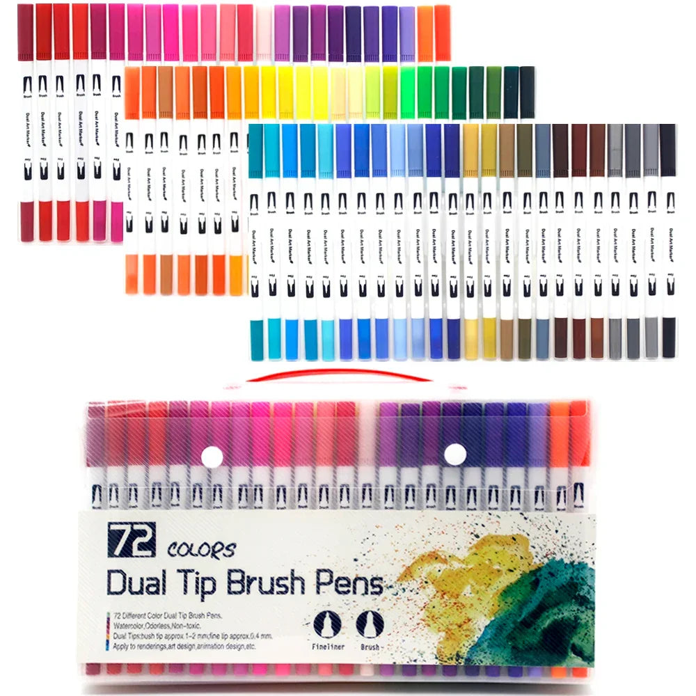 Buy The Best By Artsulli - Art is Long Life Short - Markers Set 36/48/72/120 Colors FineLiner Dual Tip Brush Pen Drawing Painting