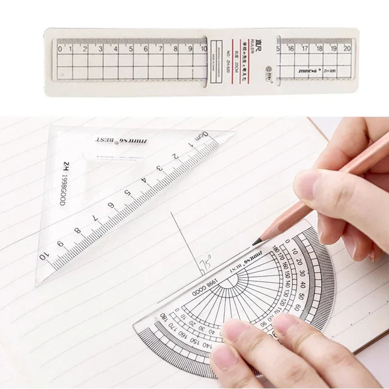 Buy The Best By Artsulli - Art is Long Life Short - 4Pcs/set Plastic Transparent Ruler Protractor Triangle Measure Draw School Office