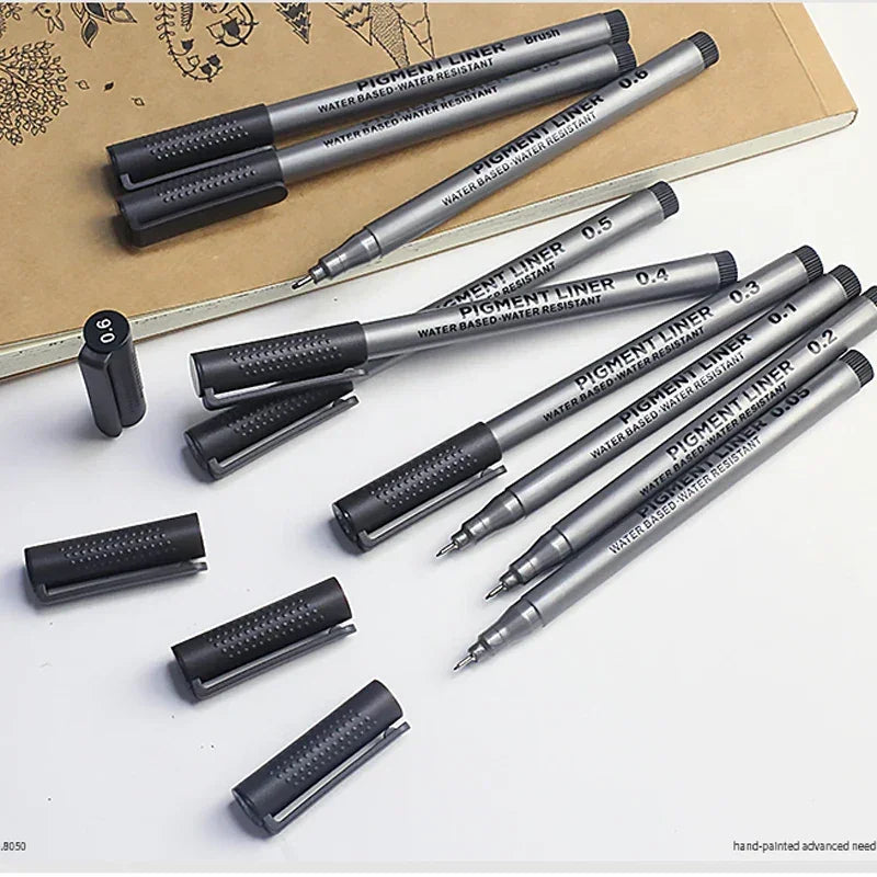 Buy The Best By Artsulli - Art is Long Life Short - 9Pcs/set Pigment Liner Micron Ink Marker Pen For Drawing Sketch Manga Calligraphy Brush