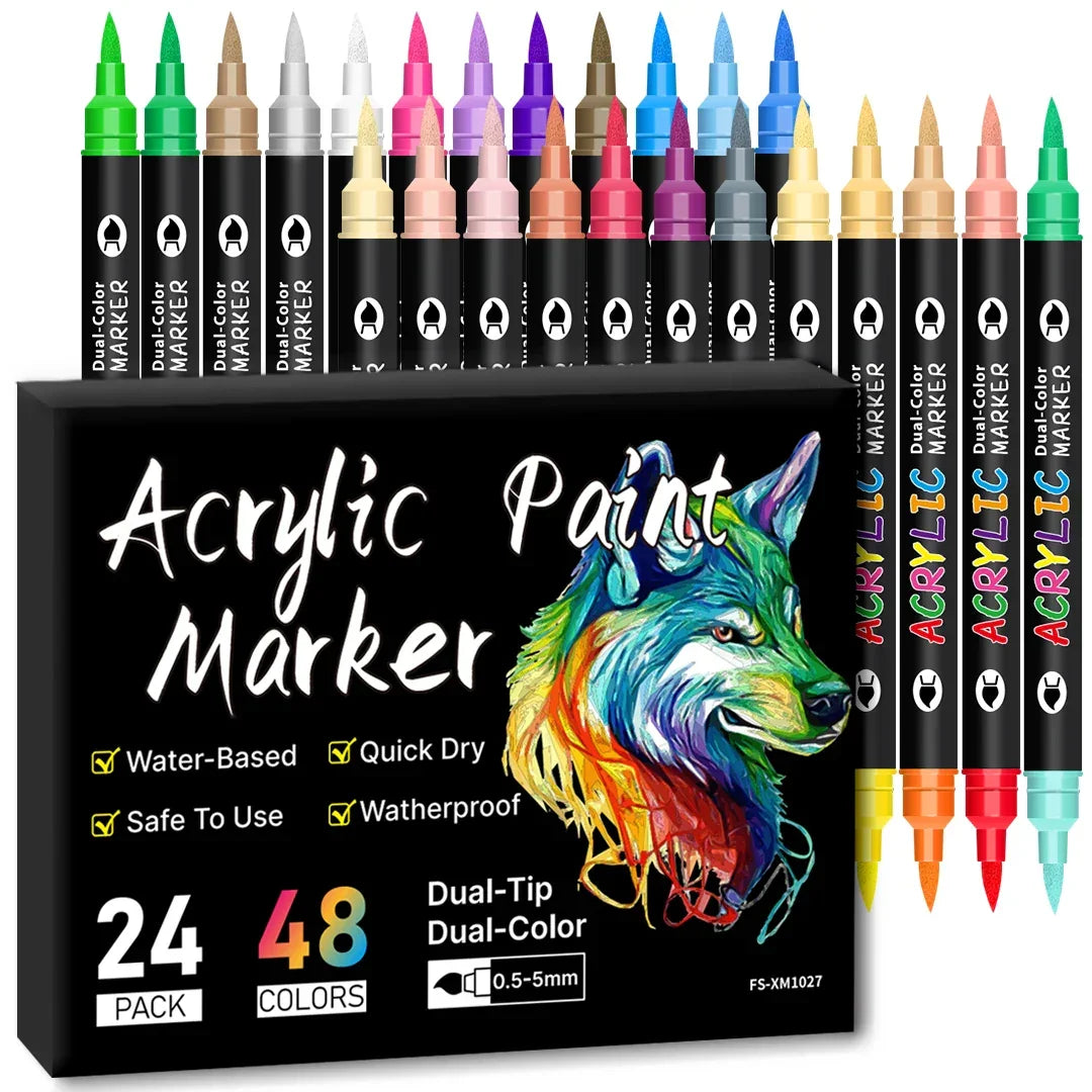 Buy The Best By Artsulli - Art is Long Life Short - 24/48/72 Colors Dual Tip Acrylic Paint Markers 12/24/36 Pack Set Drawing for DIY Crafts