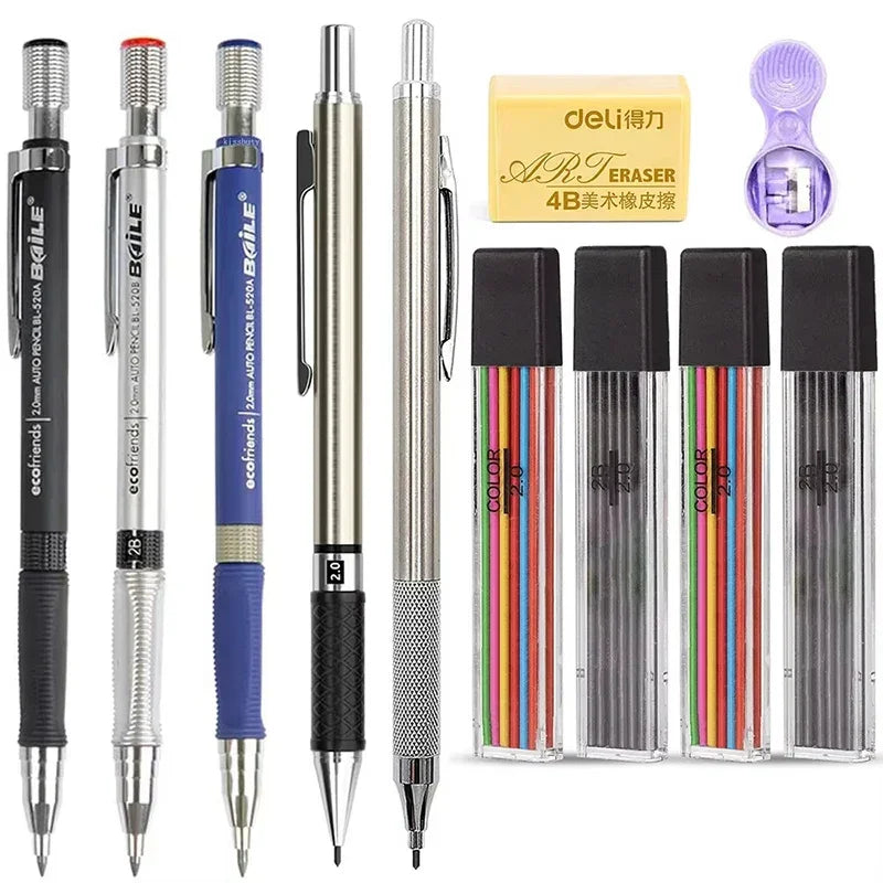 Buy The Best By Artsulli - Art is Long Life Short - Mechanical Pencil Set 2mm Carpenter Drafting HB Pen 2.0 mm For Drawing Writing