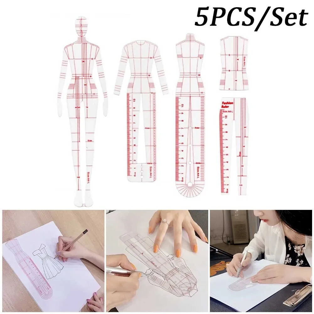 Buy The Best By Artsulli - Art is Long Life Short - 4/5pcs Fashion Illustration Rulers Template Ruler Standard Clothing Stereoscopic