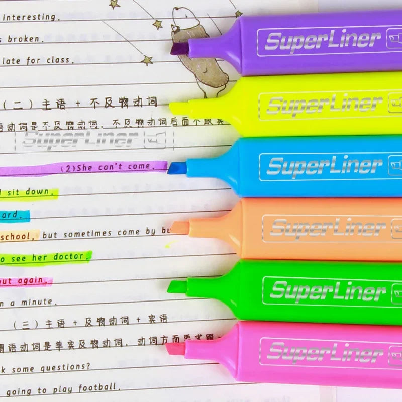 Buy The Best By Artsulli - Art is Long Life Short - 4/6 Colors Colorful Highlighters Markers Oblique Drawing Fluorescent Pen Flat Shape