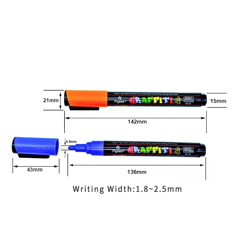 Buy The Best By Artsulli - Art is Long Life Short - 12/18/24Pcs/Set Acrylic Graffiti Marker for Fabric Canvas Rock Glass Wood Medium Tip