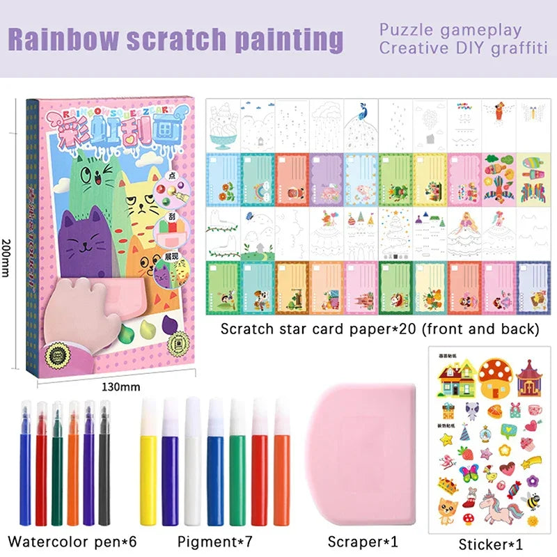Buy The Best By Artsulli - Art is Long Life Short - Drawing Papers Squeegee Kids Paint Kit Animal Pattern Painting Supplies Color Scratch
