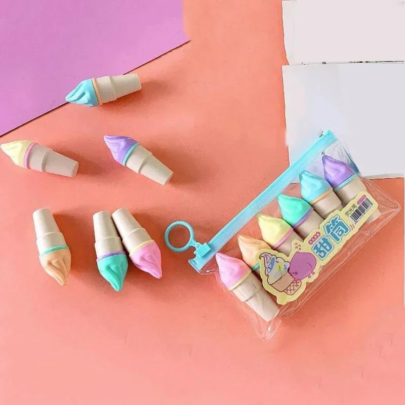 Buy The Best By Artsulli - Art is Long Life Short - 6Pcs Cute Ice Cream Highlighters Set Mini Marker Pens Kids Stationery Students Drawing
