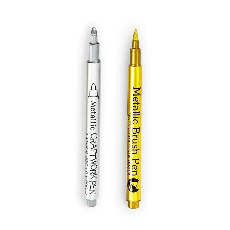 Buy The Best By Artsulli - Art is Long Life Short - 1/2Pc Brush Metallic Marker Pens Gold Silver Permanent Markers for Crafts Manga