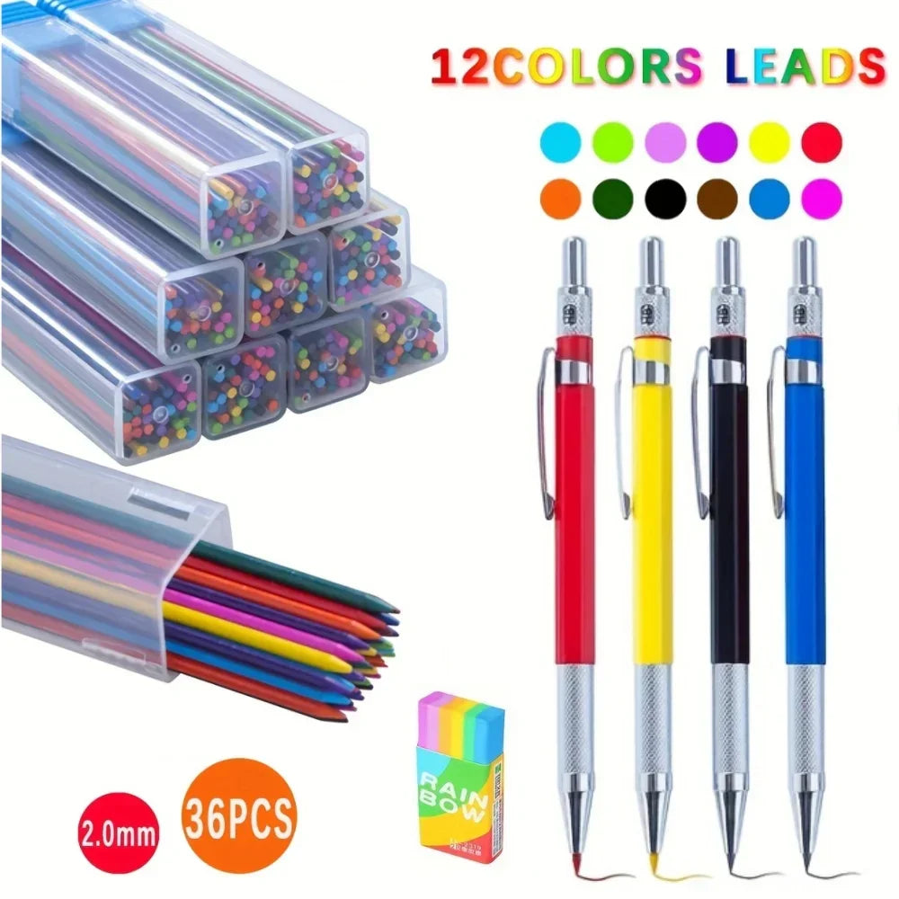Buy The Best By Artsulli - Art is Long Life Short - 2.0MM Metal Mechanical Pencil Set with lead Drawing Design Automatic Special Student