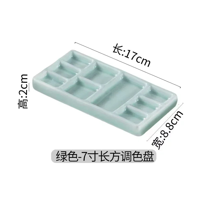 Buy The Best By Artsulli - Art is Long Life Short - Ceramic Square Palette Multi-grid Watercolor Oil Paint Tray Adult Beginner Portable