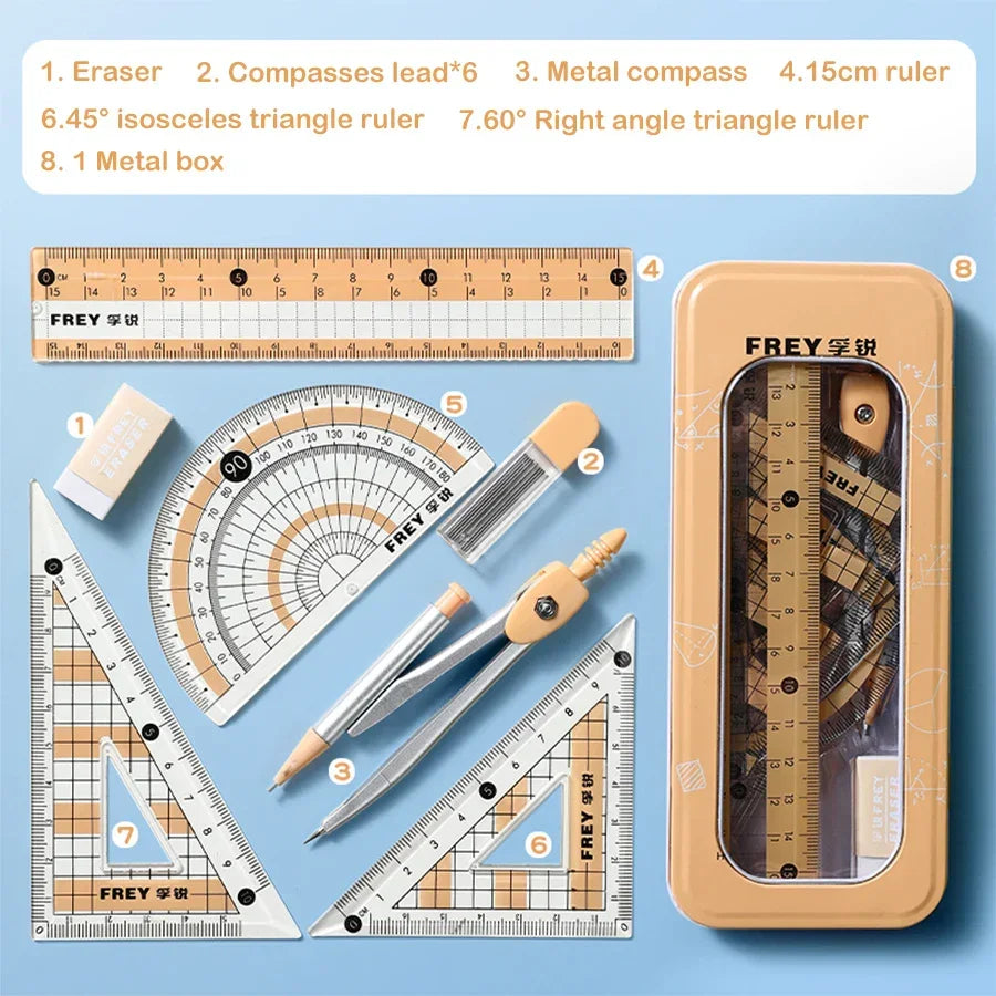 Buy The Best By Artsulli - Art is Long Life Short - 7 Pcs/Set Mathematical Rulers Set Multi-function Professional Compass Ruler Drawing