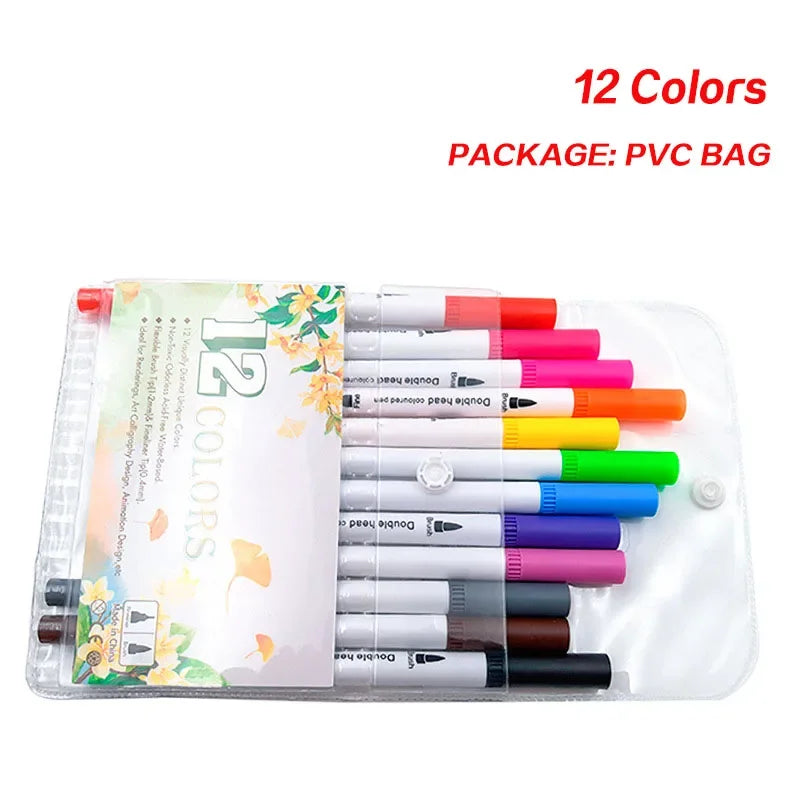 Buy The Best By Artsulli - Art is Long Life Short - Dual Tip Brush Pen Fine Line Colored Marker Pens Washable Water-soluble Watercolor