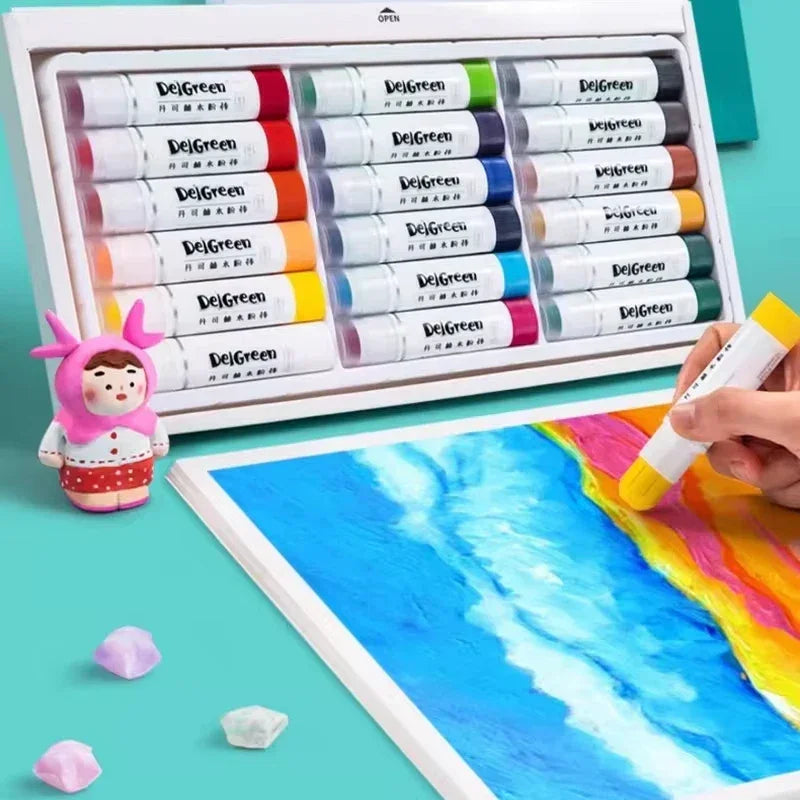 Buy The Best By Artsulli - Art is Long Life Short - 6-24 Colors Artist Soft Solid Gouache Paint Sticks/Pastels/Crayon Basic/Macaron