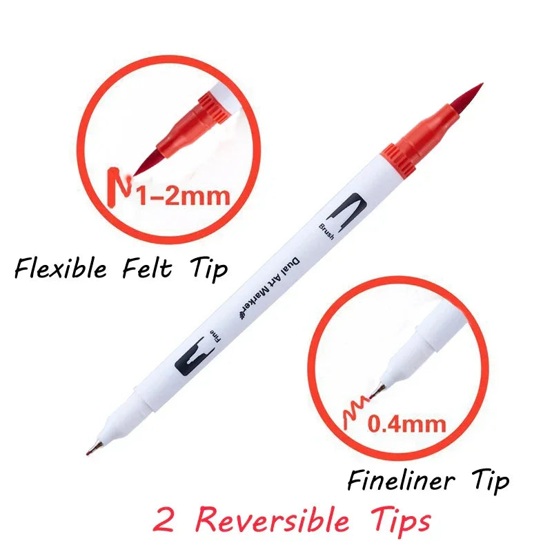 Buy The Best By Artsulli - Art is Long Life Short - Markers Set 36/48/72/120 Colors FineLiner Dual Tip Brush Pen Drawing Painting