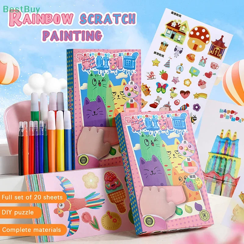 Buy The Best By Artsulli - Art is Long Life Short - Drawing Papers Squeegee Kids Paint Kit Animal Pattern Painting Supplies Color Scratch