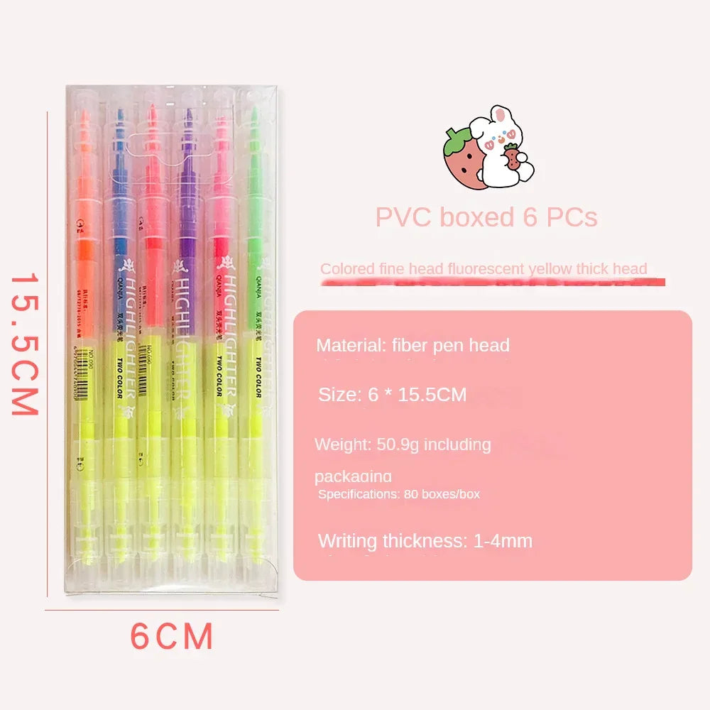 Buy The Best By Artsulli - Art is Long Life Short - 3/6Pcs/Set Double Head Fluorescent Highlighter Pen Markers Pastel Drawing for Student
