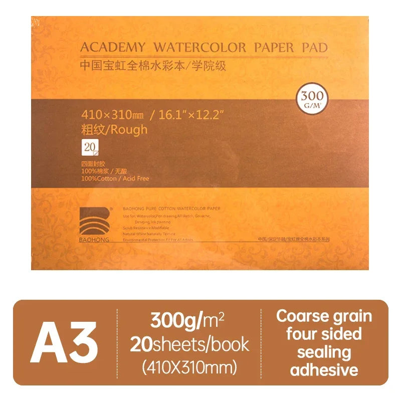 Buy The Best By Artsulli - Art is Long Life Short - Baohong Academy Watercolor Book 100% Cotton Sketchbook 300g Drawing Paper 32K 16K 8K