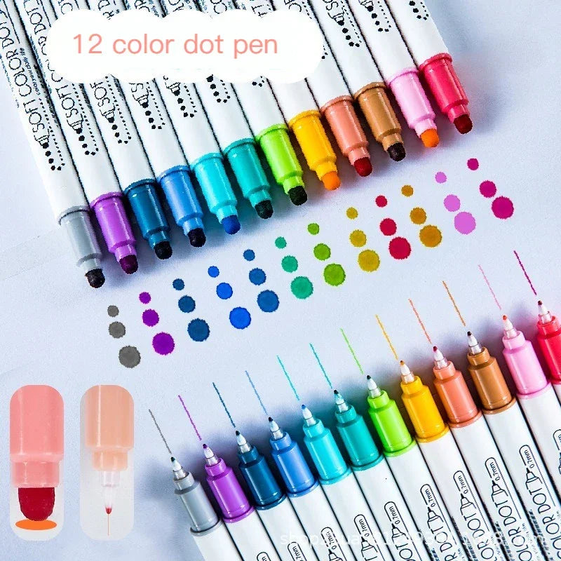 Buy The Best By Artsulli - Art is Long Life Short - 6Pcs/Set Light Color Dot Highlighter Pen Set Dual Tip Fine Liner & Dots Spot Marker
