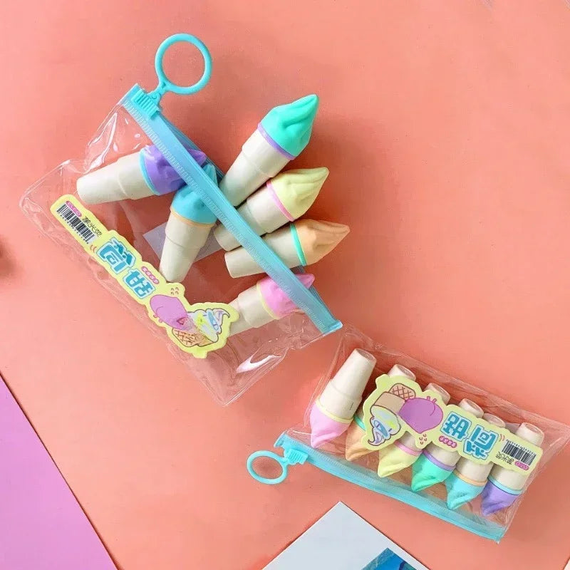 Buy The Best By Artsulli - Art is Long Life Short - 6Pcs Cute Ice Cream Highlighters Set Mini Marker Pens Kids Stationery Students Drawing