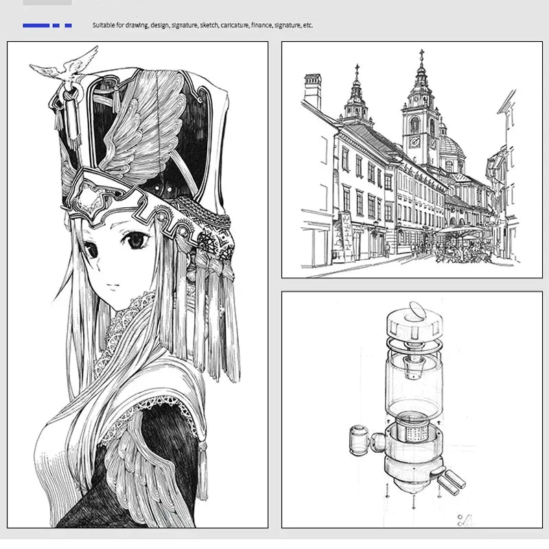 Buy The Best By Artsulli - Art is Long Life Short - 9Pcs/set Pigment Liner Micron Ink Marker Pen For Drawing Sketch Manga Calligraphy Brush