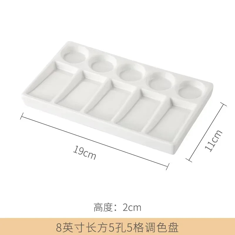 Buy The Best By Artsulli - Art is Long Life Short - Ceramic Square Palette Multi-grid Watercolor Oil Paint Tray Adult Beginner Portable