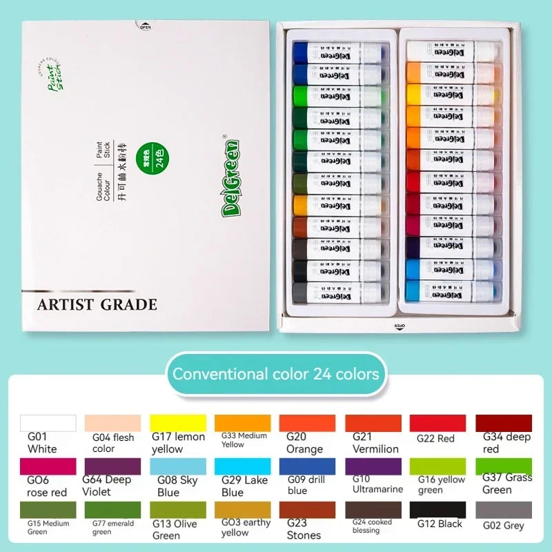 Buy The Best By Artsulli - Art is Long Life Short - 6-24 Colors Artist Soft Solid Gouache Paint Sticks/Pastels/Crayon Basic/Macaron