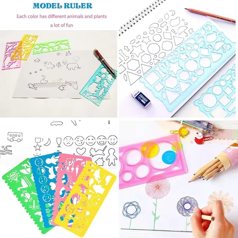 Buy The Best By Artsulli - Art is Long Life Short - Animal Geometry Multifunctional Hollow Rulers Drafting Tools School Painting Supplies