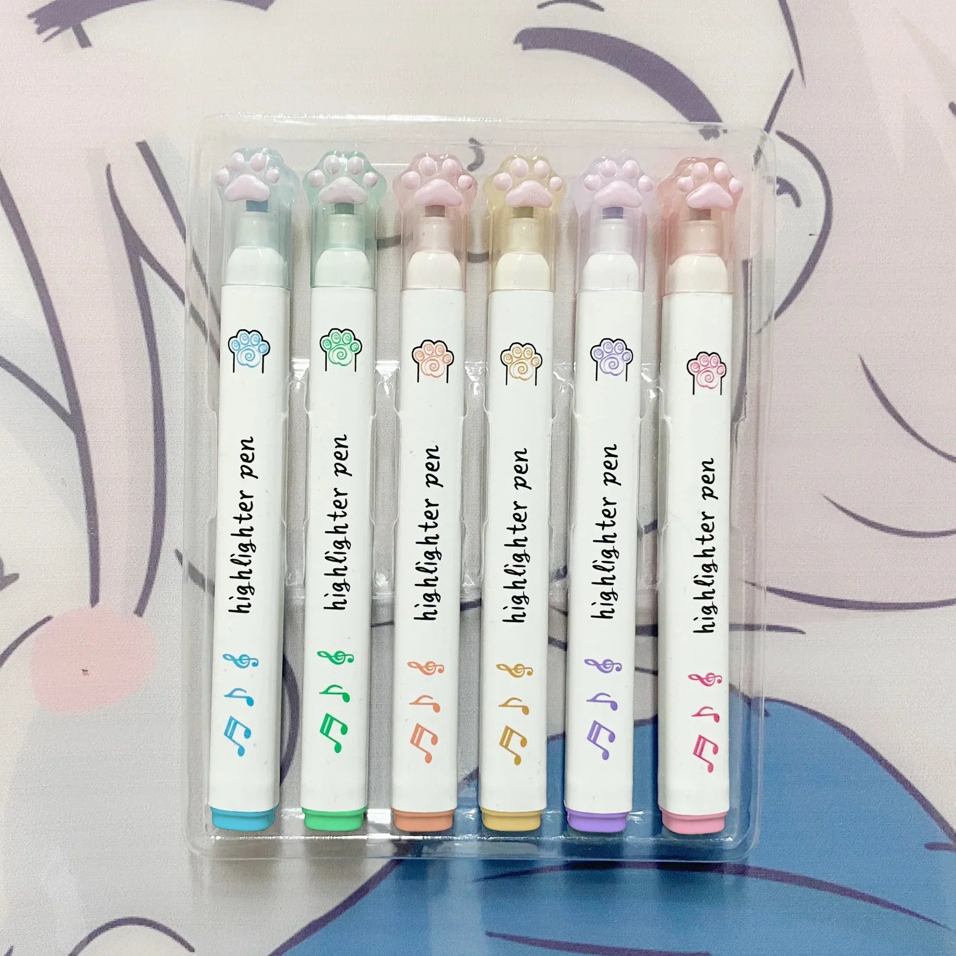 Buy The Best By Artsulli - Art is Long Life Short - 6Pcs/Set Kawaii Cat paw Fluorescent Highlighter Pens Markers Pastel Drawing Pen Student