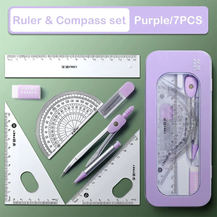 Buy The Best By Artsulli - Art is Long Life Short - 7 Pcs/Set Mathematical Rulers Set Multi-function Professional Compass Ruler Drawing