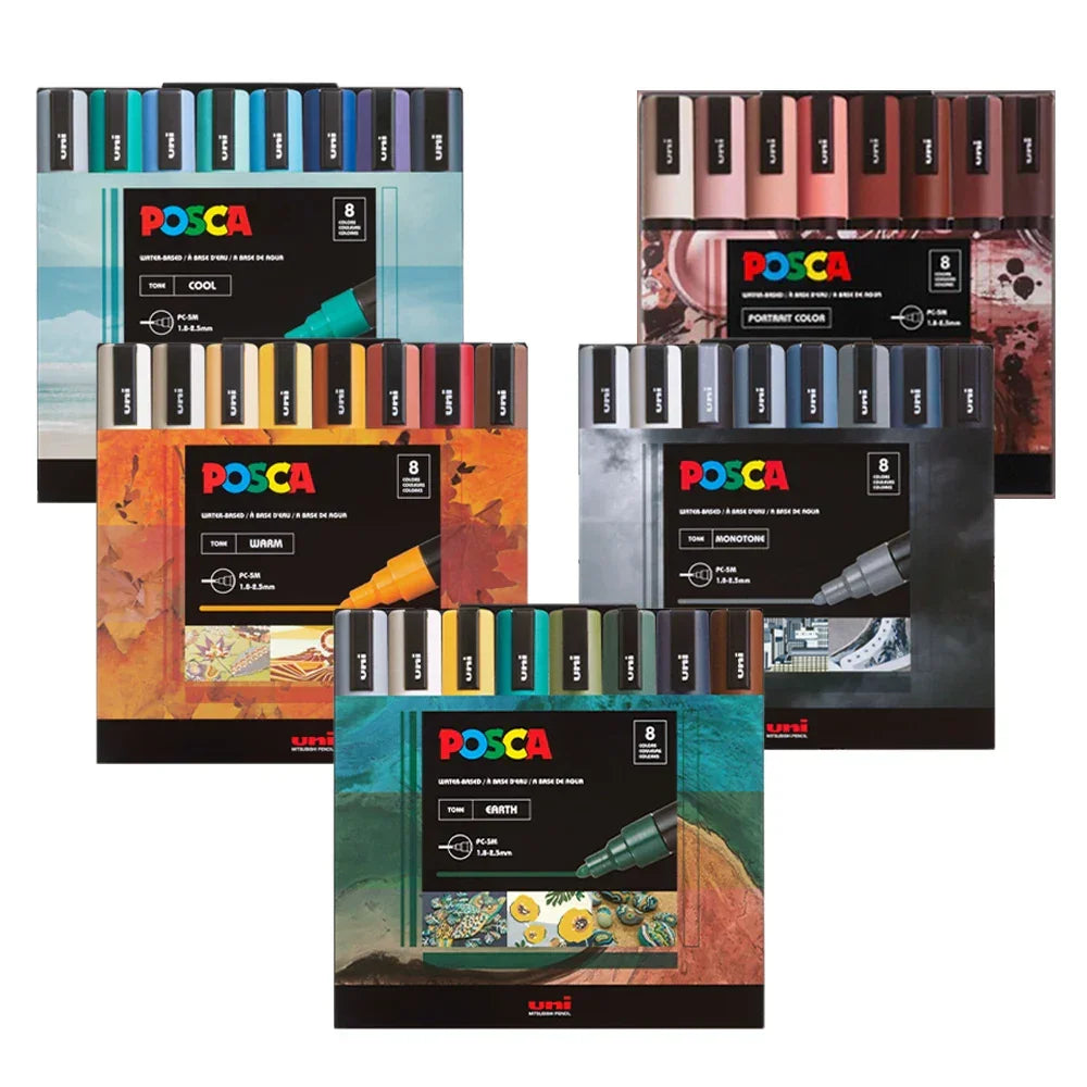Buy The Best By Artsulli - Art is Long Life Short - 8pcs New Japan UNI Markers Set POSCA Limited PC-5M Acrylic POP Poster Advertising
