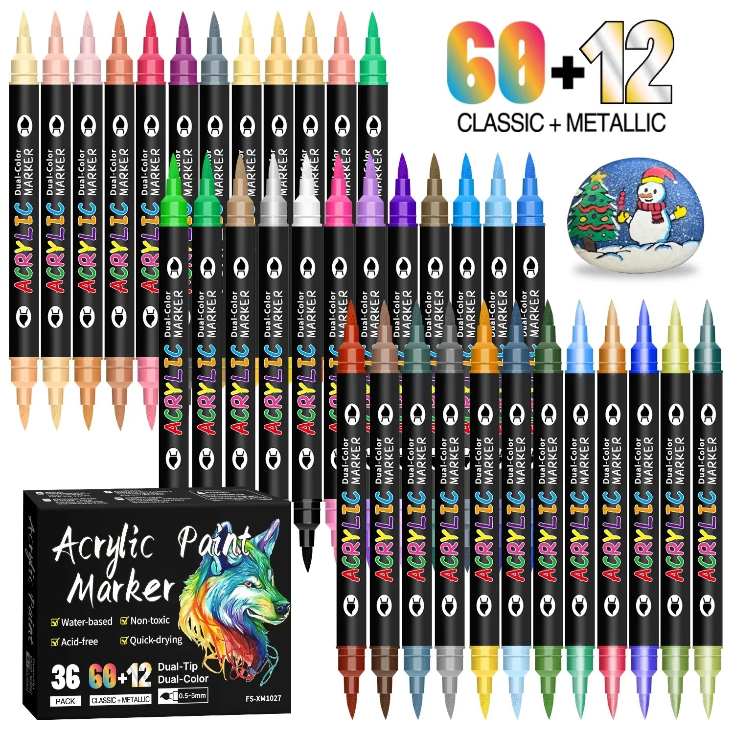 Buy The Best By Artsulli - Art is Long Life Short - 24/48/72 Colors Dual Tip Acrylic Paint Markers 12/24/36 Pack Set Drawing for DIY Crafts