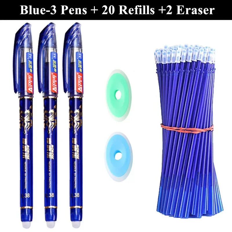 Buy The Best By Artsulli - Art is Long Life Short - 3 Erasable Gel Pens 20 Pen Refills 2 Eraser Reusable Writing Drawing Sketch with Refill