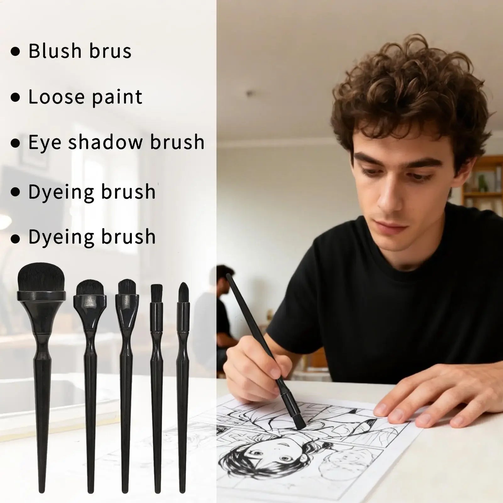Buy The Best By Artsulli - Art is Long Life Short - Blending Brushes for Charcoal Drawing 5 Pieces Painting Supplies Ink Students Teachers