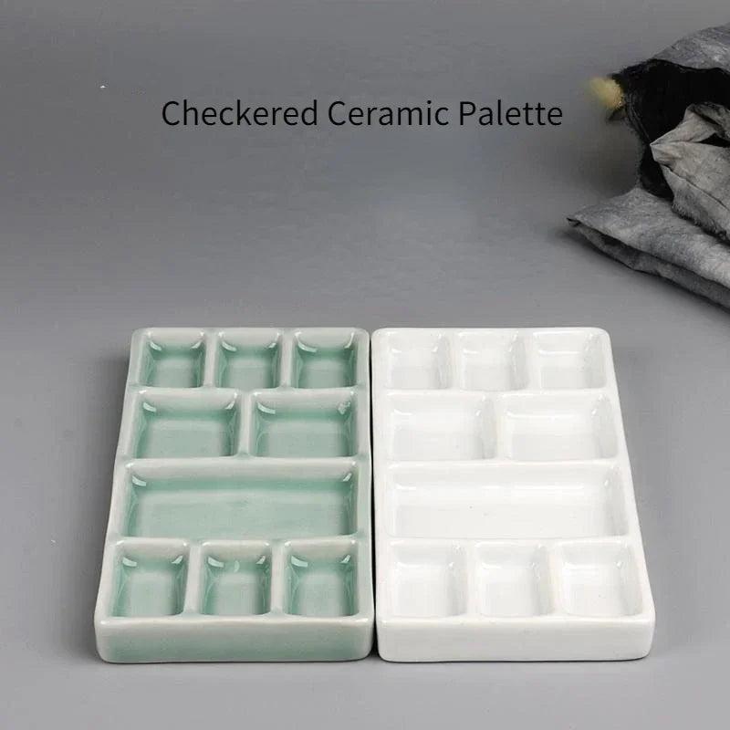 Buy The Best By Artsulli - Art is Long Life Short - Ceramic Square Palette Multi-grid Watercolor Oil Paint Tray Adult Beginner Portable
