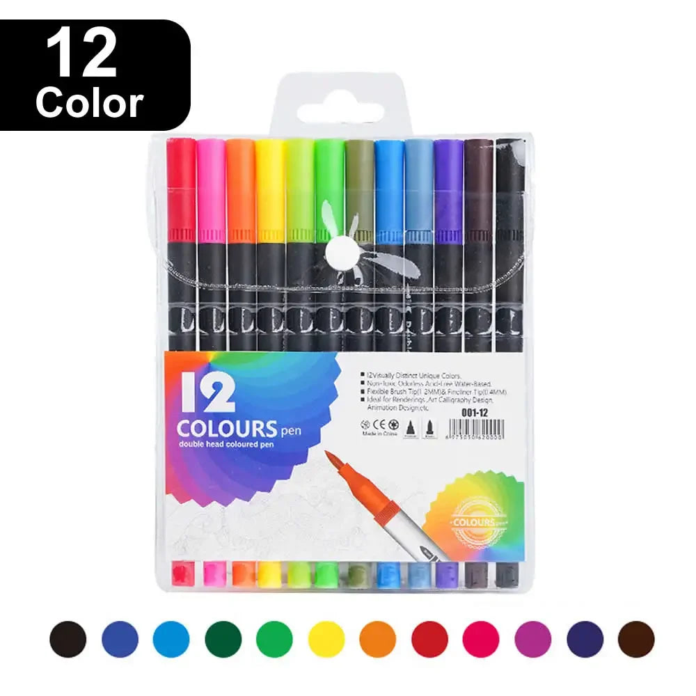 Buy The Best By Artsulli - Art is Long Life Short - 12/60/120 Colors Double Head Markers Tip Supplies Drawing Brush Pen Set For Gift Pens