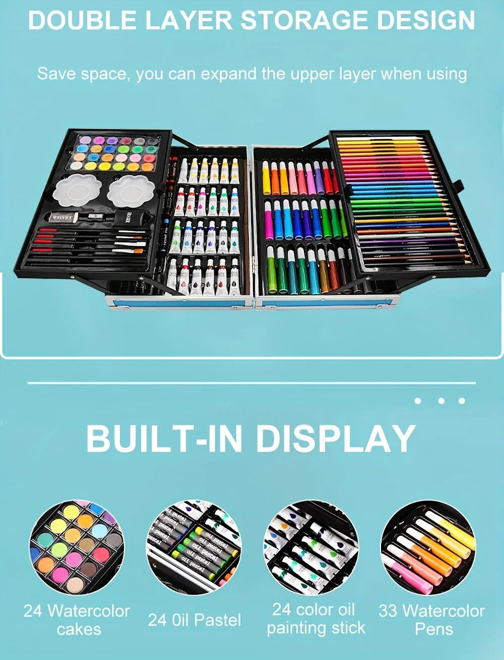 Buy The Best By Artsulli - Art is Long Life Short - Supplies 145 Pack Painting Drawing Kit Deluxe Double Layers Set Crafts Colored Pencils