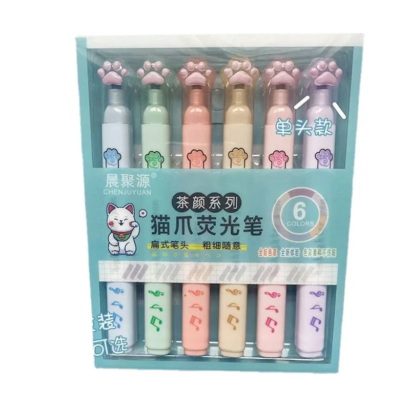 Buy The Best By Artsulli - Art is Long Life Short - 6Pcs/Set Kawaii Cat paw Fluorescent Highlighter Pens Markers Pastel Drawing Pen Student