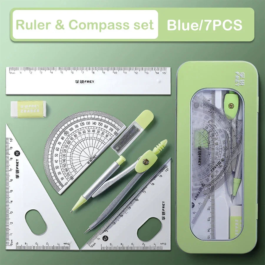 Buy The Best By Artsulli - Art is Long Life Short - 7 Pcs/Set Mathematical Rulers Set Multi-function Professional Compass Ruler Drawing