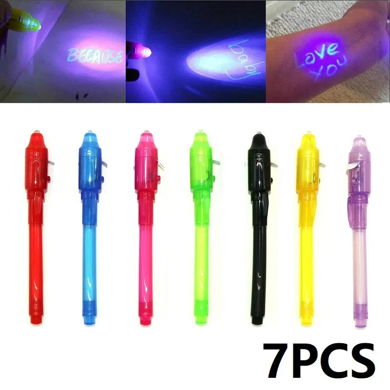 Buy The Best By Artsulli - Art is Long Life Short - 7 PCS Invisible Ink Pen with Light Magic Highlighter Markers Funny Glitter Pens SGB01