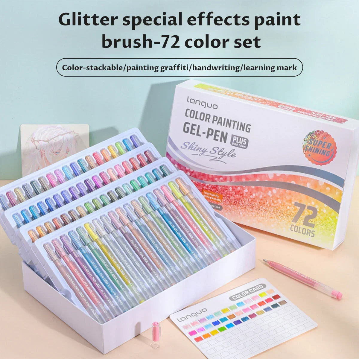 Buy The Best By Artsulli - Art is Long Life Short - 24-72Colors Languo Gel Pens Set Shiny Painting Ballpoint Pen 1.0mm Drawing Student