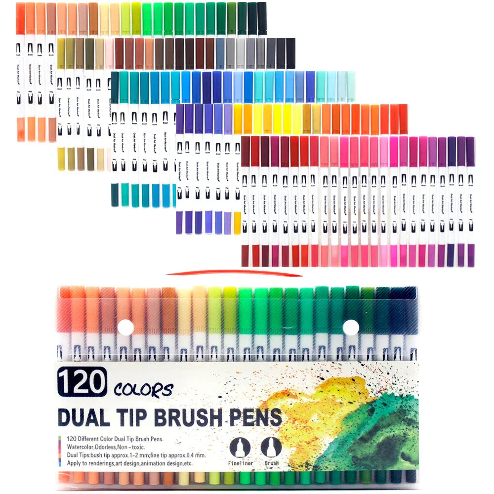 Buy The Best By Artsulli - Art is Long Life Short - Markers Set 36/48/72/120 Colors FineLiner Dual Tip Brush Pen Drawing Painting